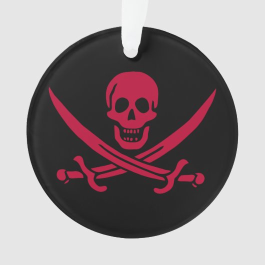 Crimson Skull & Schwerter Pirate Fahne von Calico  Ornament (Vorderseite)