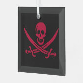 Crimson Skull & Schwerter Pirate Fahne von Calico Ornament Aus Glas (Vorderseite links)
