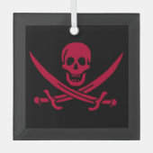 Crimson Skull & Schwerter Pirate Fahne von Calico Ornament Aus Glas (Vorderseite)