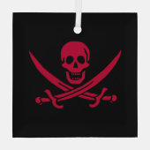 Crimson Skull & Schwerter Pirate Fahne von Calico Ornament Aus Glas (Rückseite)
