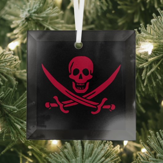 Crimson Skull & Schwerter Pirate Fahne von Calico Ornament Aus Glas (Insitu)