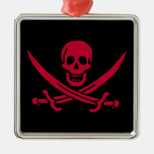 Crimson Skull & Schwerter Pirate Fahne von Calico  Ornament Aus Metall