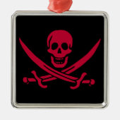 Crimson Skull & Schwerter Pirate Fahne von Calico  Ornament Aus Metall (Vorne)