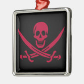 Crimson Skull & Schwerter Pirate Fahne von Calico  Ornament Aus Metall (Links)
