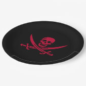 Crimson Skull & Schwerter Pirate Fahne von Calico Pappteller (Schrägansicht)