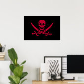 Crimson Skull & Schwerter Pirate Fahne von Calico Poster (Heimbüro)