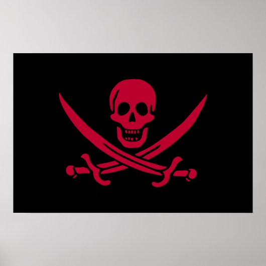 Crimson Skull & Schwerter Pirate Fahne von Calico Poster (Vorne)
