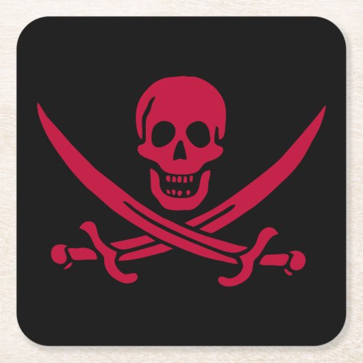 Crimson Skull & Schwerter Pirate Fahne von Calico  Rechteckiger Pappuntersetzer (Vorderseite)