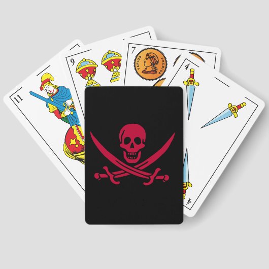 Crimson Skull & Schwerter Pirate Fahne von Calico  Spielkarten (Rückseite)