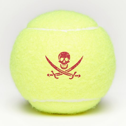 Crimson Skull & Schwerter Pirate Fahne von Calico  Tennisbälle (Vorderseite)
