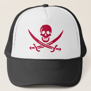 Crimson Skull & Swords Pirate flag of Calico Jack Truckerkappe