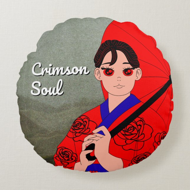 Crimson Soul Decorative Rundes Kissen (Vorderseite)