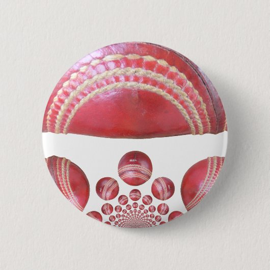 Crimson Spin - Ein wunderschöner Red Cricket Ball  Button (Vorderseite)