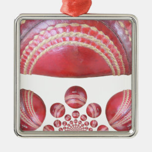Crimson Spin - Ein wunderschöner Red Cricket Ball  Ornament Aus Metall