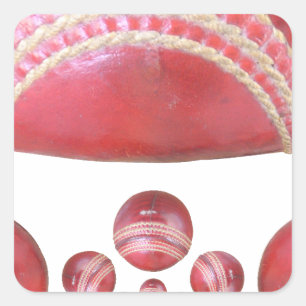 Crimson Spin - Ein wunderschöner Red Cricket Ball  Quadratischer Aufkleber
