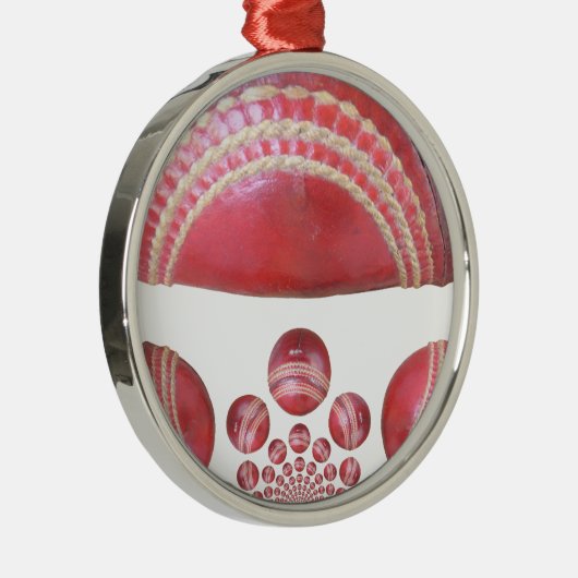 Crimson Spin - Ein wunderschöner Red Cricket Ball Silbernes Ornament (Rechts)