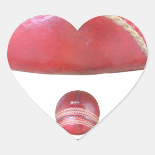 Crimson Spin – Eine schöne rote Cricketball-Kunst Herz-Aufkleber