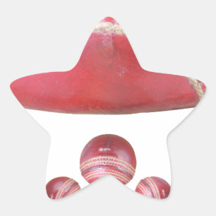 Crimson Spin – Eine schöne rote Cricketball-Kunst Stern-Aufkleber