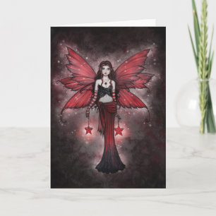 Crimson Star Christmas Fairy Card Feiertagskarte