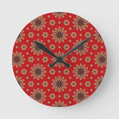 Crimson Starburst Bloom Runde Wanduhr (Vorderseite)