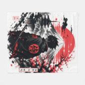 Crimson Sun Anime Silhouette Fleecedecke (Vorderseite (Horizontal))