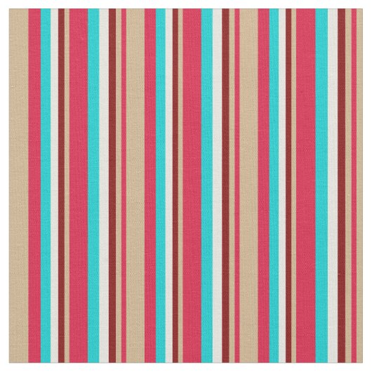 Crimson, Tan, Maroon, Beige & Dark Türkis Stoff (Nahaufnahme)