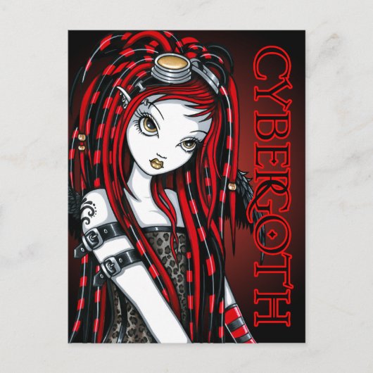 Crimson Tattoo Cybergoth Angel Postcard Postkarte (Vorderseite)