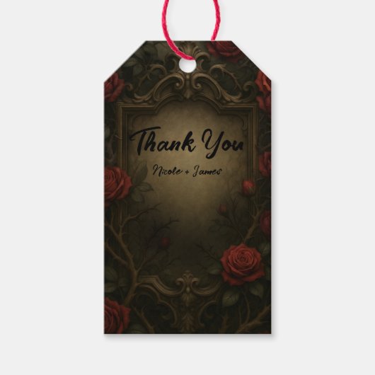 Crimson Thorn Rote Rosen Gothic Baroque Wedding Geschenkanhänger (Vorderseite)