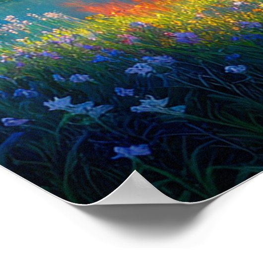 Crimson Tree Amidst Forest Clearing Poster (Ecke)