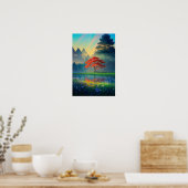 Crimson Tree Amidst Forest Clearing Poster (Küche)