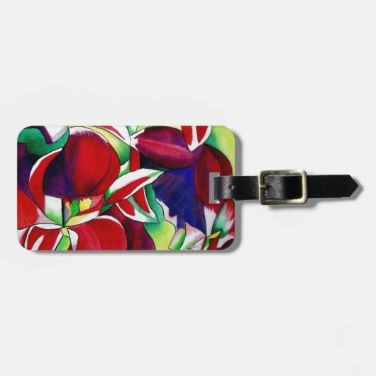 Crimson Tropical Singapur Orchids Blume Art Gepäckanhänger (Vorderseite horizontal)