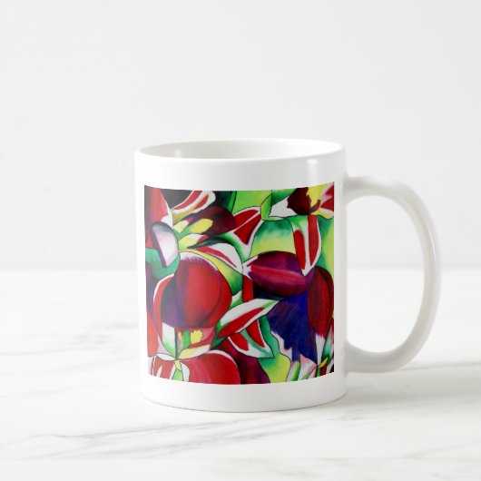 Crimson Tropical Singapur Orchids Blume Art Kaffeetasse (Rechts)
