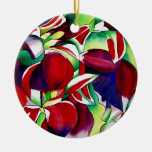 Crimson Tropical Singapur Orchids Blume Art Keramik Ornament