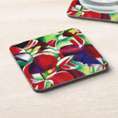 Crimson Tropical Singapur Orchids Blume Art Untersetzer (Linke Seite)