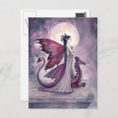 Crimson Twilight Fairy Dragon Postcard Postkarte (Vorne/Hinten)