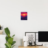 "Crimson Twilight Serenity" - Original Digital Pai Poster (Heimbüro)