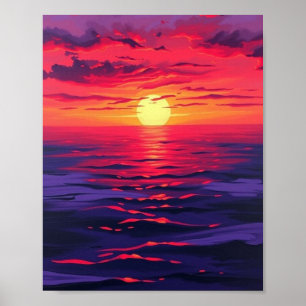 "Crimson Twilight Serenity" - Original Digitale Pa Poster