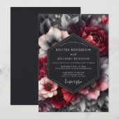 Crimson Umbral Bloom Wedding Einladung (Vorne/Hinten)