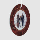 Crimson und Gold Fairy Lights | Zwei Fotos Ornament (Vorderseite)