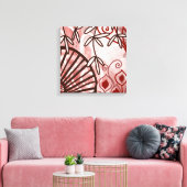 Crimson Veil – Abstract Botanical Art Print Leinwanddruck (Insitu (Wohnzimmer))
