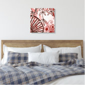 Crimson Veil – Abstract Botanical Art Print Leinwanddruck (Insitu (Schlafzimmer))