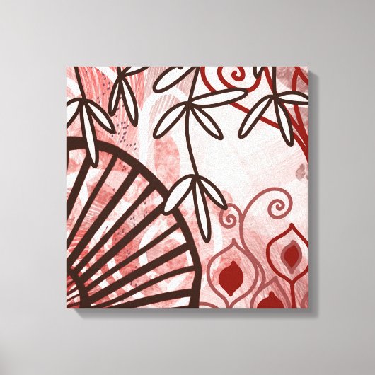 Crimson Veil – Abstract Botanical Art Print Leinwanddruck (Vorderseite)