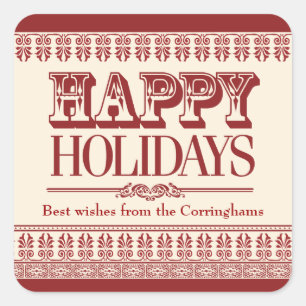 Crimson Verziert Borders Holiday Sticker