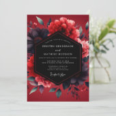 Crimson Vesperal Bloom Hochzeit Einladung (Stehend Vorderseite)