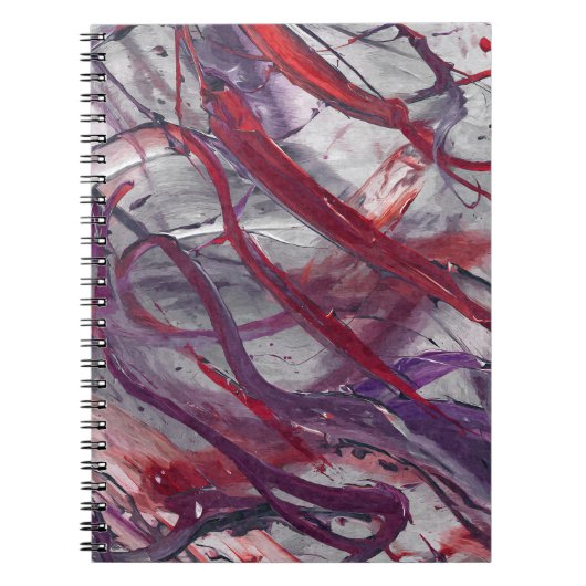 Crimson Violet Grau Abstrakt Flow Notizblock (Vorderseite)