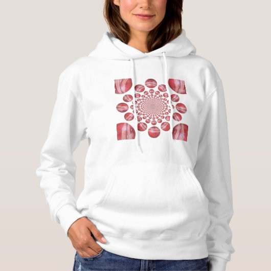 Crimson Vortex: Schöne Kunst im Roten Cricket-Ball Hoodie (Vorderseite)