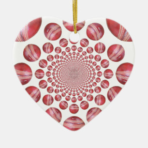 Crimson Vortex: Schöne Kunst im Roten Cricket-Ball Keramik Ornament
