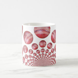 Crimson Vortex: Schöne rote Cricketball-Kunst Kaffeetasse