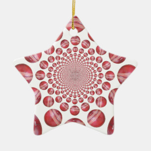 Crimson Vortex: Schöne rote Cricketball-Kunst Keramikornament