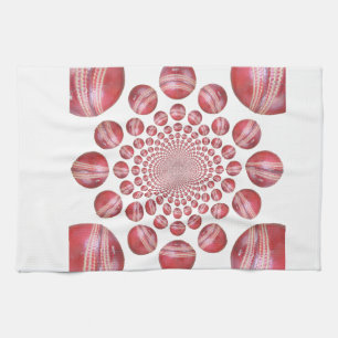 Crimson Vortex: Schöne rote Cricketball-Kunst Küchentuch